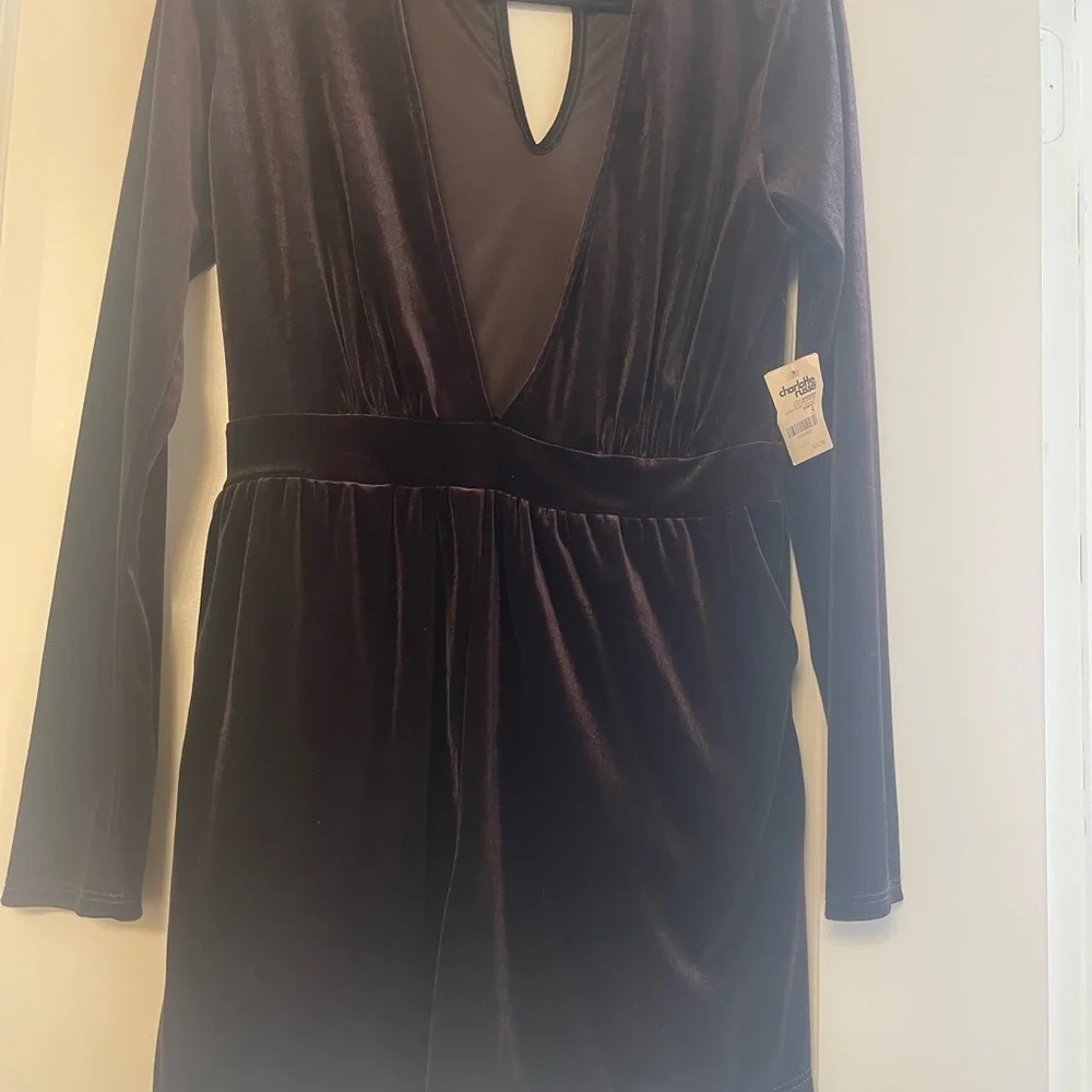 Charlotte Russe Deep Brown  Velvet Romper - Picture 4 of 7